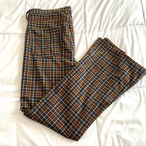 American Eagle High Rise Plaid Flare Pants Stretchy Knit
